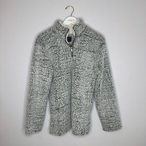 Love Tree | Gray Sherpa/Teddy Quarter-Zip Pullover | Size Large
